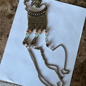 Bohemian Gold Necklace with Orange Accents